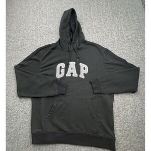 Gap Hoodie‎ Mens Sz Large Black Big Logo Spellout Pullover